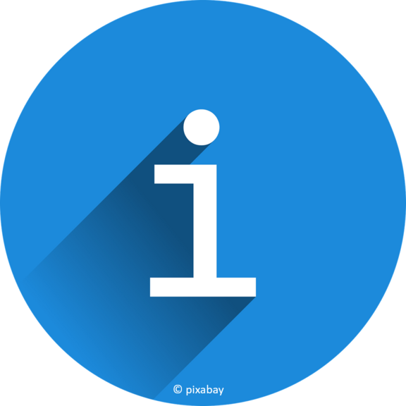weißen "i" in blauem Kreis