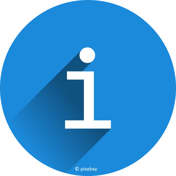 weißen "i" in blauem Kreis