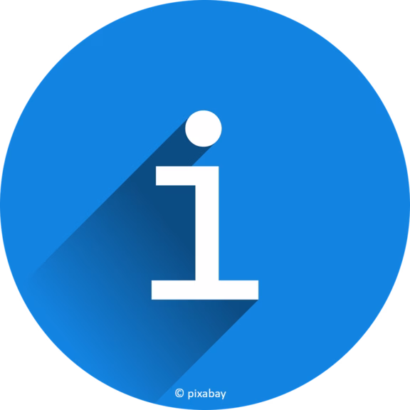 Information weißen "i" in blauem Kreis