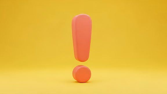 Achtung Orangefarbenes Ausrufezeichen auf gelbem Hintergrund