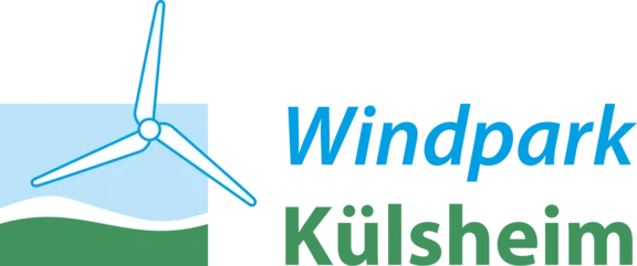 Logo Windpark Külsheim Logo Windpark Külsheim auf dem links ein Windkraft als Symbol in Blau und grün abgebildet ist.